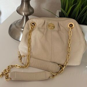 Tory Burch Cream Shoulder Bag with Gold Chain